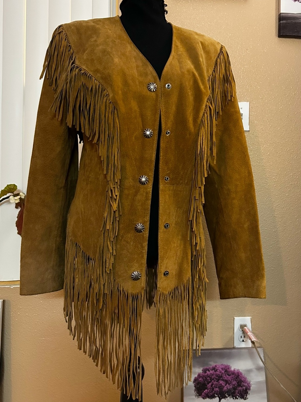 Cripple Creek Jacket Fringe Women M Western Tan Suede Biker Motorcycle Vintage - Picture 1 of 6